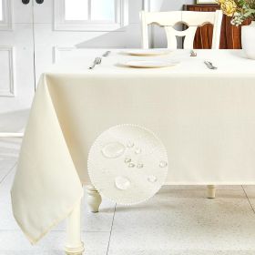 Textured Linen Table Cloth for Rectangle Table - Ivory Tablecloths Rectangular Waterproof Wrinkle Free Wipeable Dining Cover for Spring Wedding B