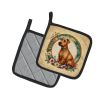 Irish Terrier and Flowers Pair of Pot Holders Kitchen Heat Resistant Pot Holders Sets Oven Hot Pads for Cooking Baking BBQ, 7 1/2 x 7 1/2
