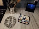 Scottish Terrier The Chef Pair of Pot Holders Kitchen Heat Resistant Pot Holders Sets Oven Hot Pads for Cooking Baking BBQ, 7 1/2 x 7 1/2